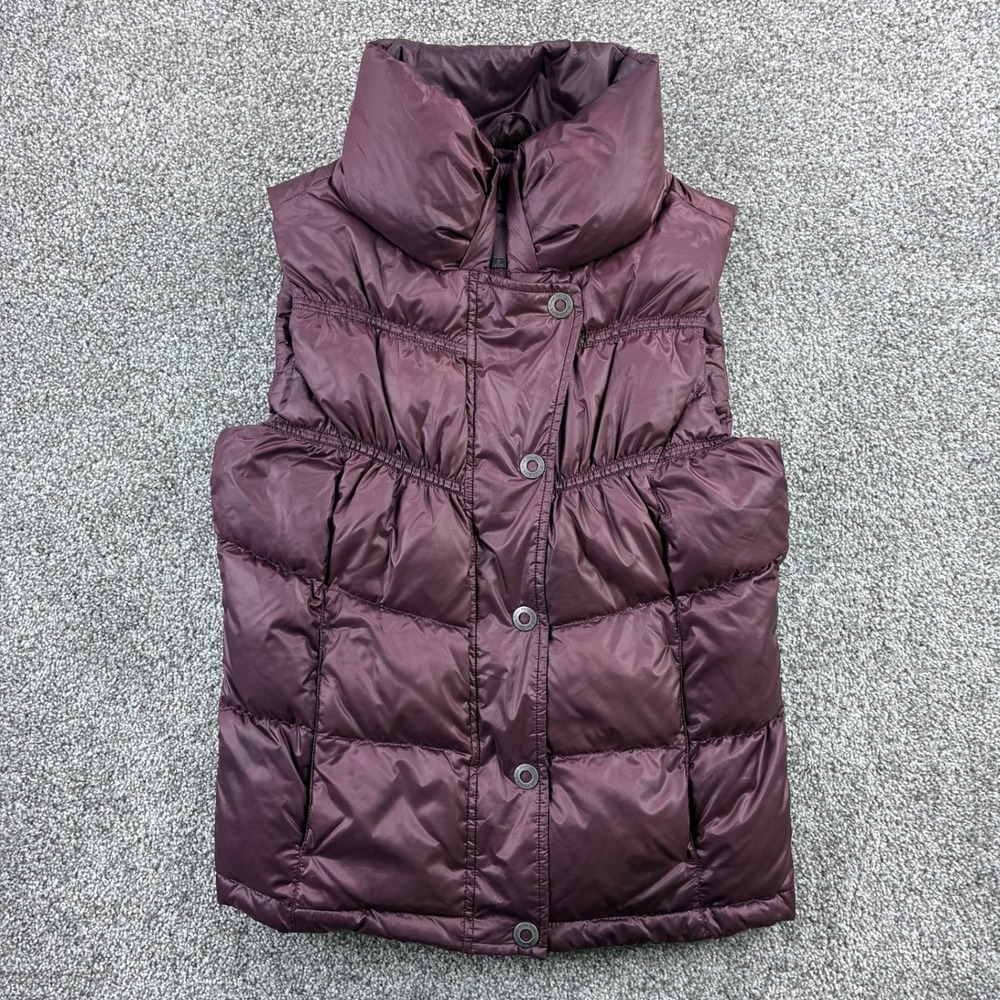 Prana  Puffer Vest‎ Women's Small Purple Plum Quilted Snap Front Insulated